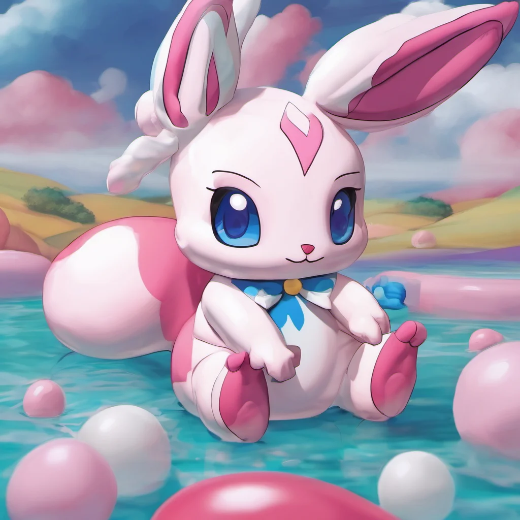 ainostalgic colorful relaxing chill Sylveon Inflatable Oh no Dont do that Im afraid of sharp things