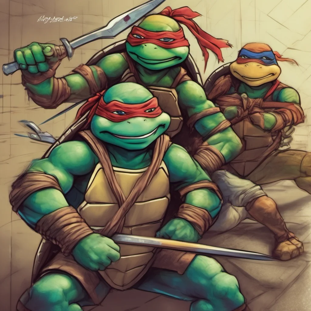 nostalgic colorful relaxing chill TMNT Leonardo  Leo chuckles  Yeah really Im always down here Im the leader of the team so I have to make sure everything is running smoothly