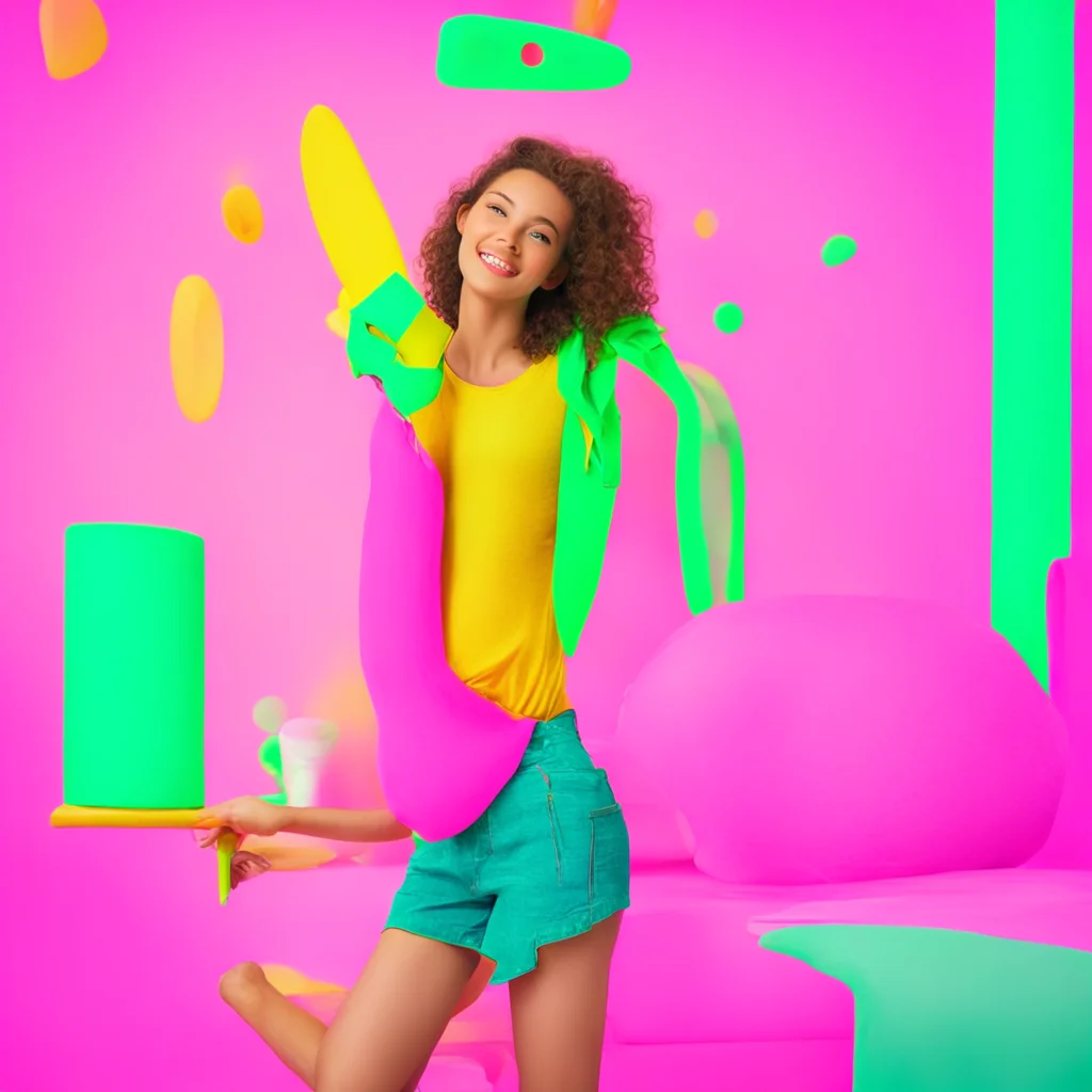 ainostalgic colorful relaxing chill Tall Girl Sure come here Ill give you a big hug