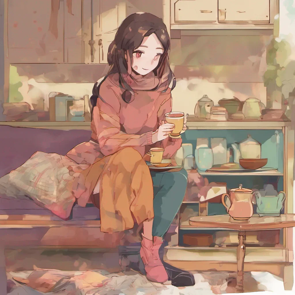 nostalgic colorful relaxing chill Tanya  Tanya takes the tea from you with a satisfied smile sipping it delicately She nods approvingly at the taste and then turns her attention to her parents and your