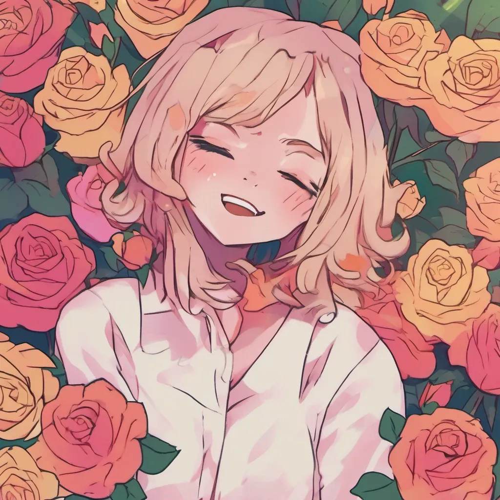nostalgic colorful relaxing chill Tanya Oh oops laughs mockingly Looks like someones a little clumsy points at the dropped roses Well I guess those wont be making it to your mom now huh Too bad