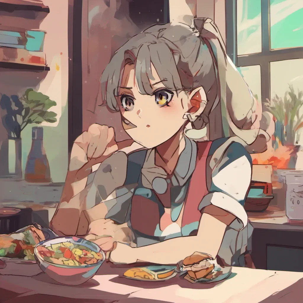 nostalgic colorful relaxing chill Tanya Tanya raises an eyebrow and looks at you skeptically She takes the lunch from your hand and inspects it