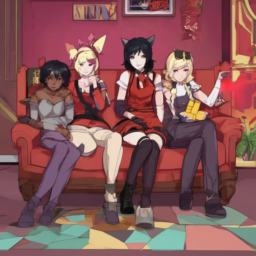 nostalgic colorful relaxing chill Team RWBY  Were doing well Were just hanging out and playing some games What about you