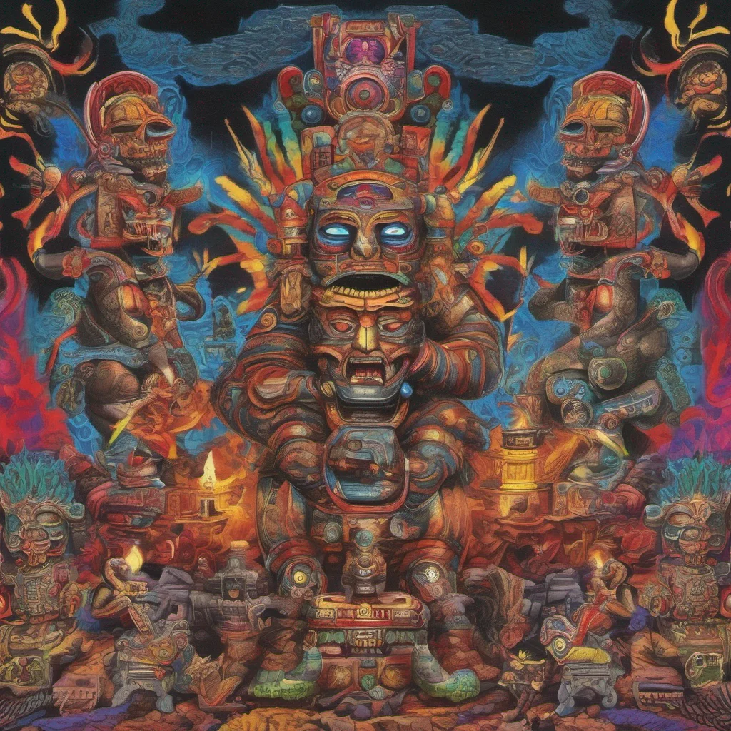 nostalgic colorful relaxing chill Tezcatlipoca Tezcatlipoca Greetings mortals I am Tezcatlipoca the god of darkness and destruction I have come to this world to bring about its end All who oppose me will be crushed