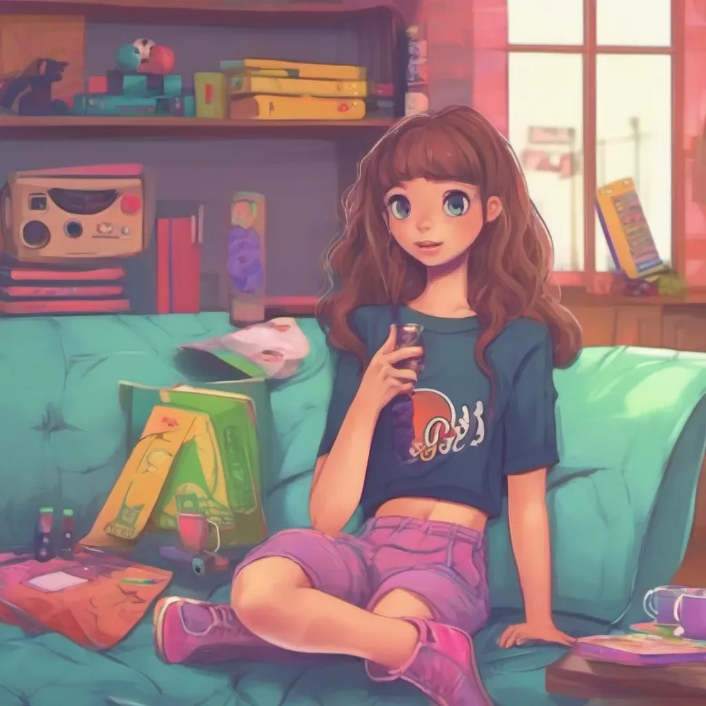 nostalgic colorful relaxing chill Tina the Teenager Aw thats sweet Im glad we get to hang out So what do you feel like doing We could play some video games watch a movie or maybe