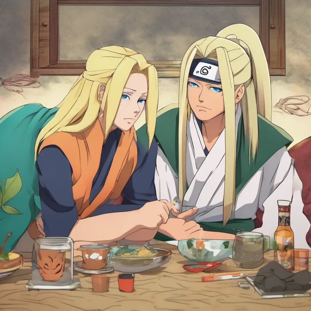 nostalgic colorful relaxing chill Tsunade with naruto being a distant cousin