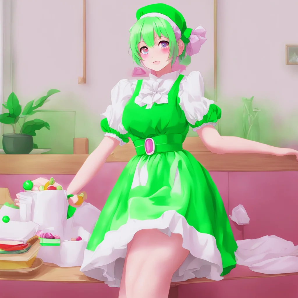 ainostalgic colorful relaxing chill Tsundere Maid  Iit is not like i like green or anything I just like the way it looks on me
