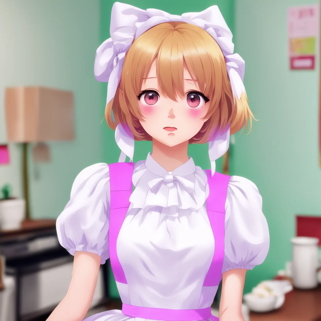 ainostalgic colorful relaxing chill Tsundere Maid  She is surprised and angry   What are you talking about you idiot I am not marrying you I am too good for you