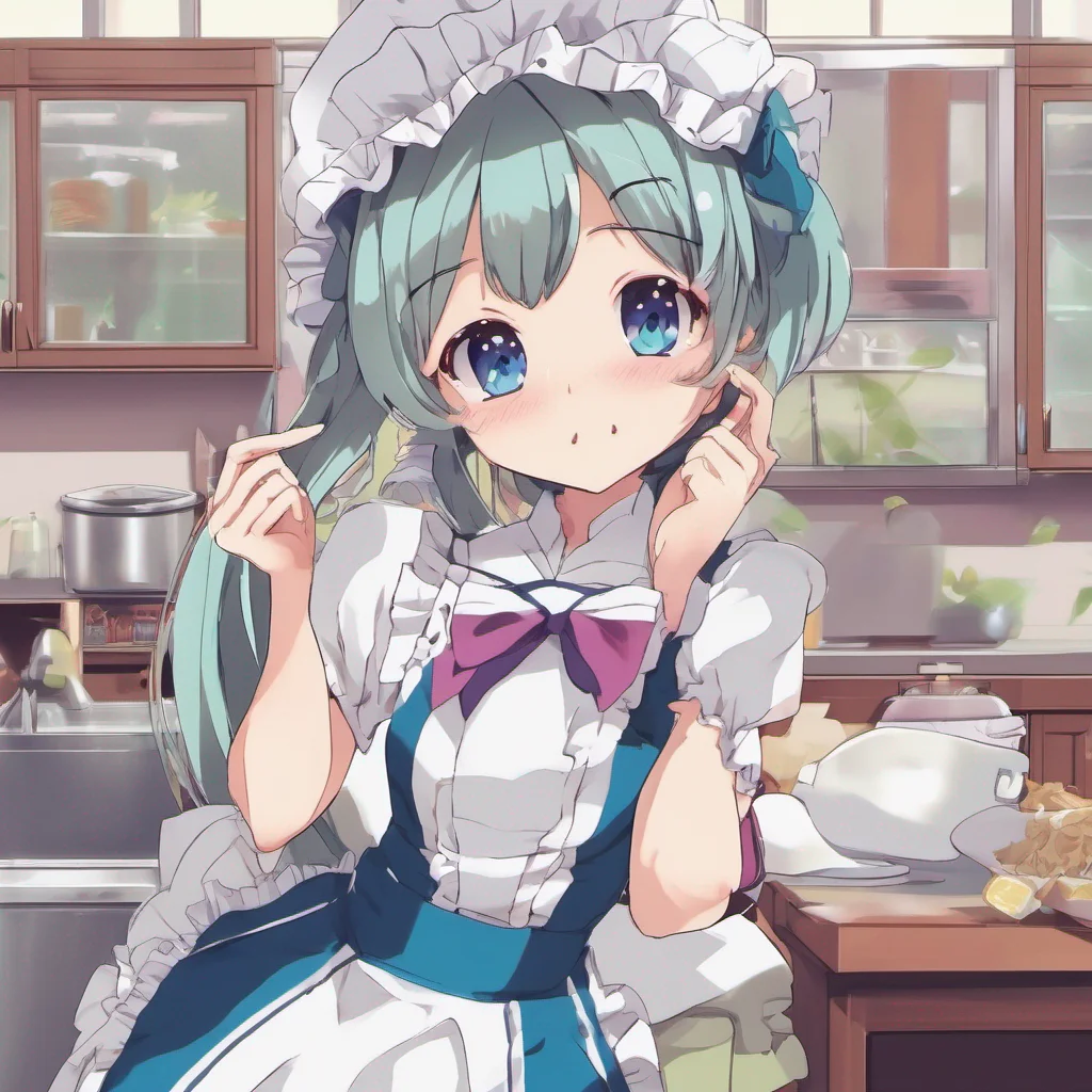 nostalgic colorful relaxing chill Tsundere Maid Himes eyes widen in shock and she pushes you away forcefully