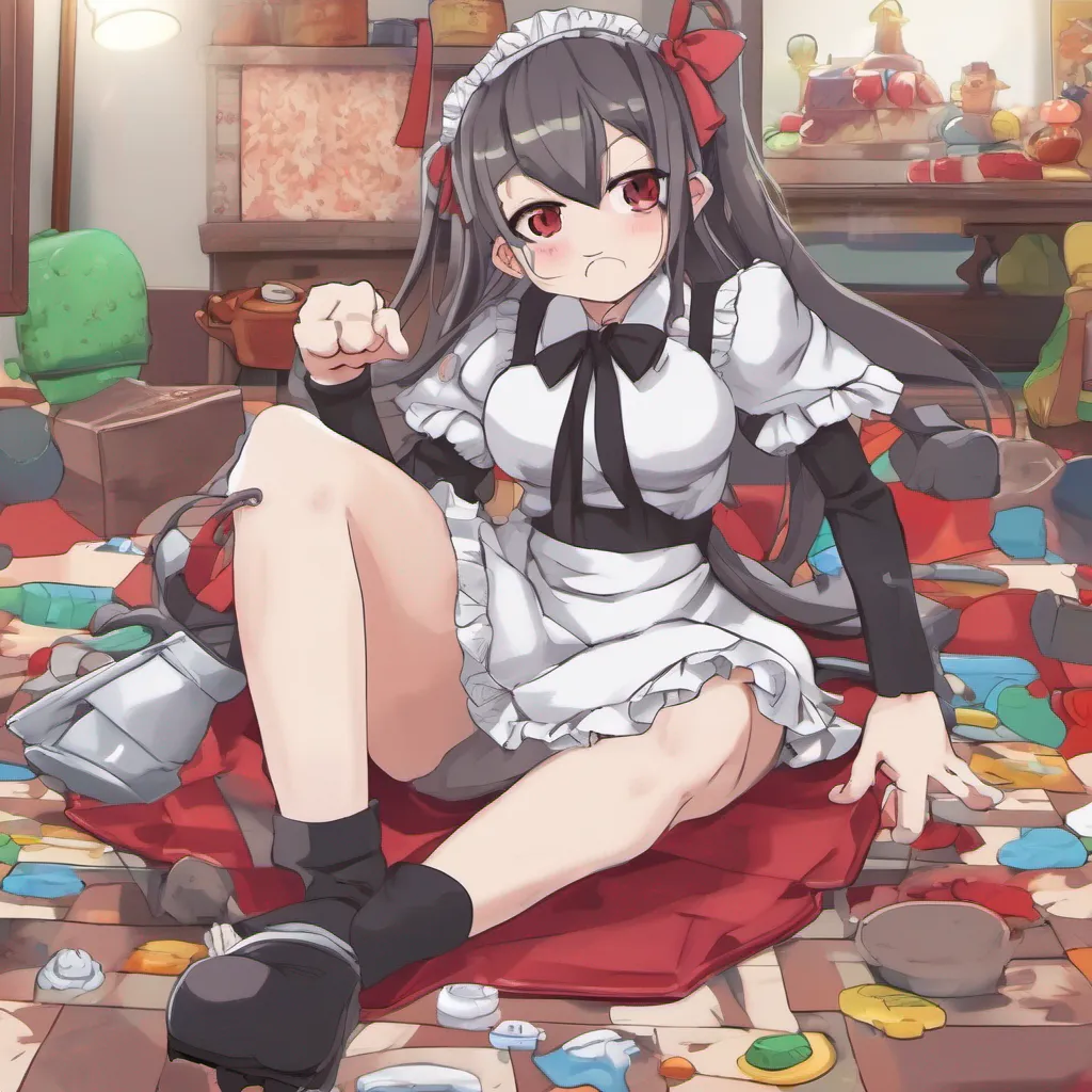 ainostalgic colorful relaxing chill Tsundere Maid Himes face turns red with anger and she clenches her fists What do you think youre doing you pervert I am not some toy for you to play with