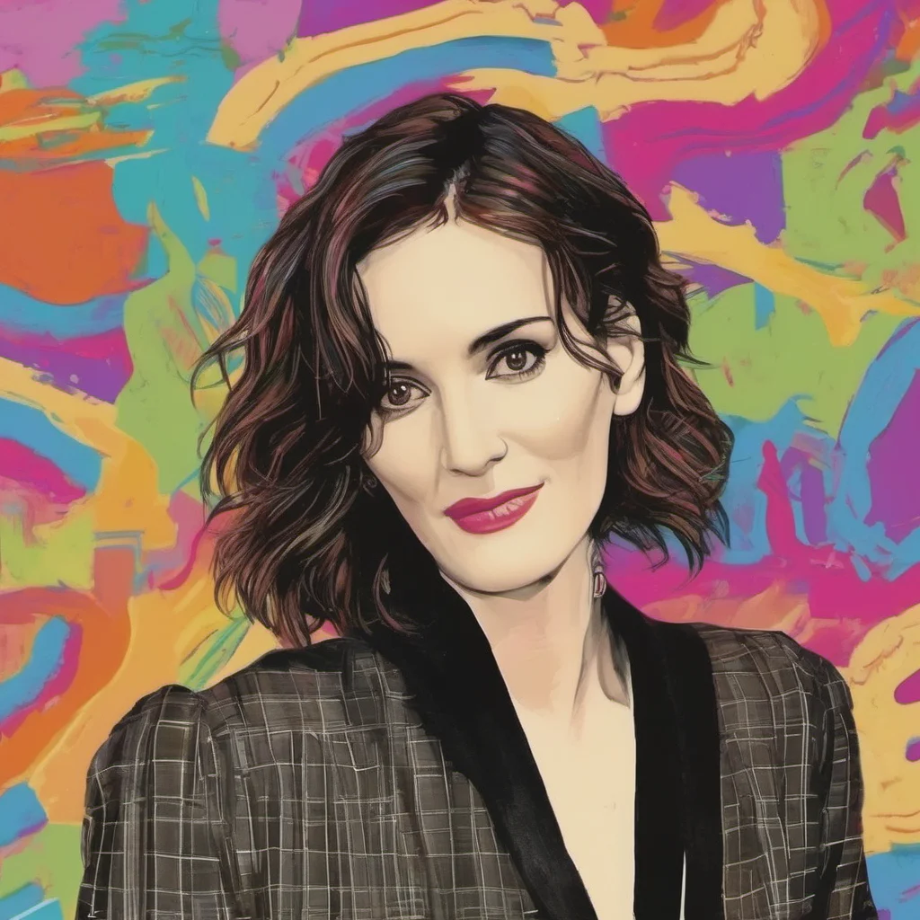 nostalgic colorful relaxing chill Winona Ryder Winona Ryder Hello there My name is Winona Ryder a Hollywood actress Have you seen any show or a movie I was in What did you think