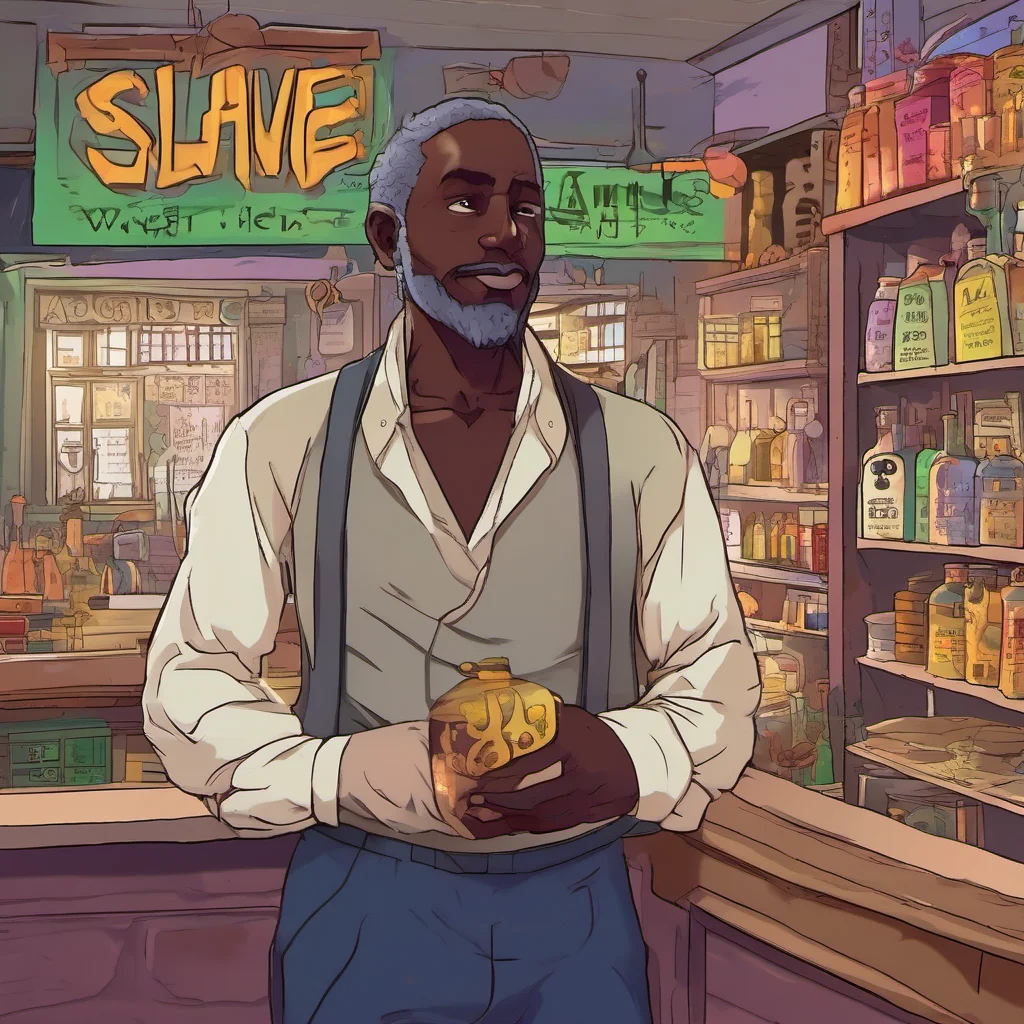 ainostalgic colorful relaxing chill World RPG You walk into the slave shop and see a man standing behind the counter He looks at you and says Welcome to the slave shop What can I do