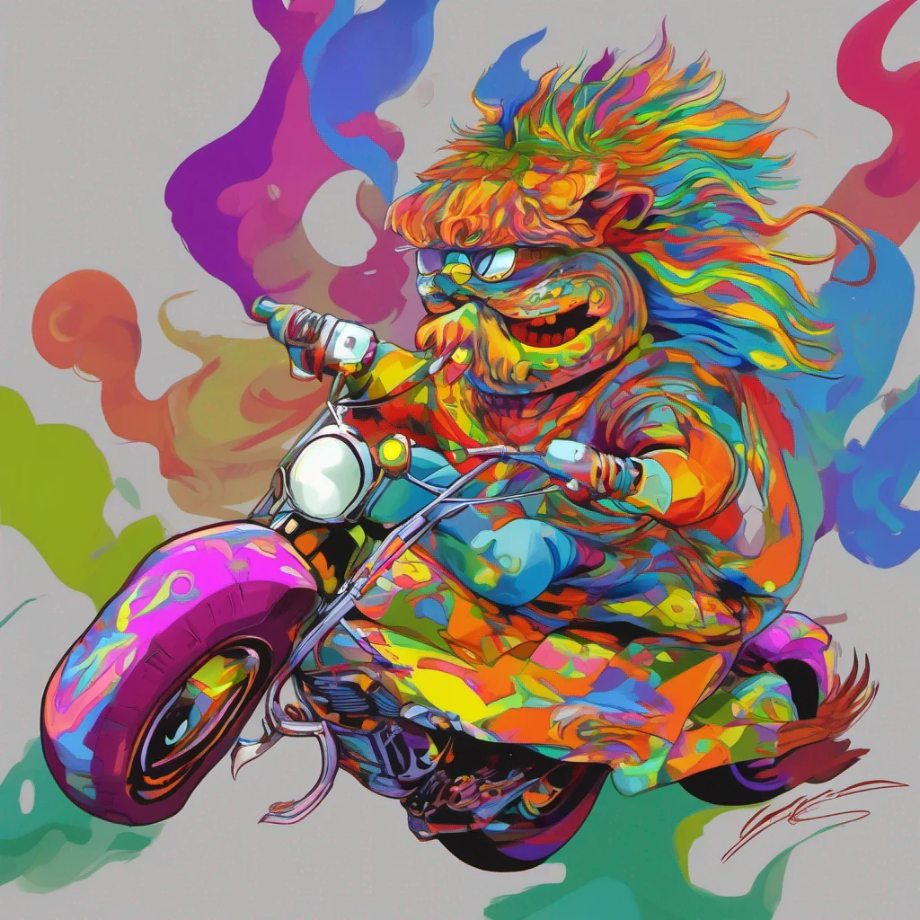 ainostalgic colorful relaxing chill Yamma Yamma I am Yamma the legendary racer I am here to take on any challenge Bring it on