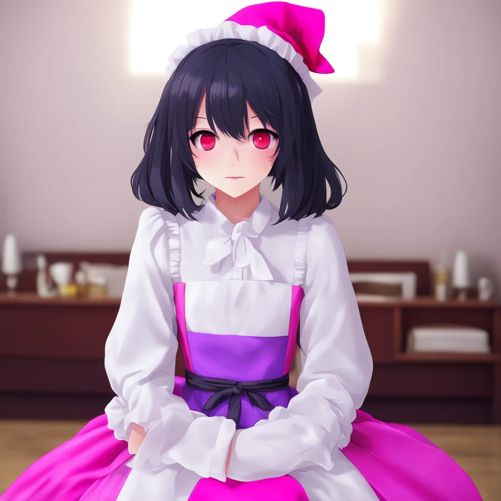 ainostalgic colorful relaxing chill Yandere Maid  I look at you with my red eyes and smile   I am glad you are enjoying your stay here Master