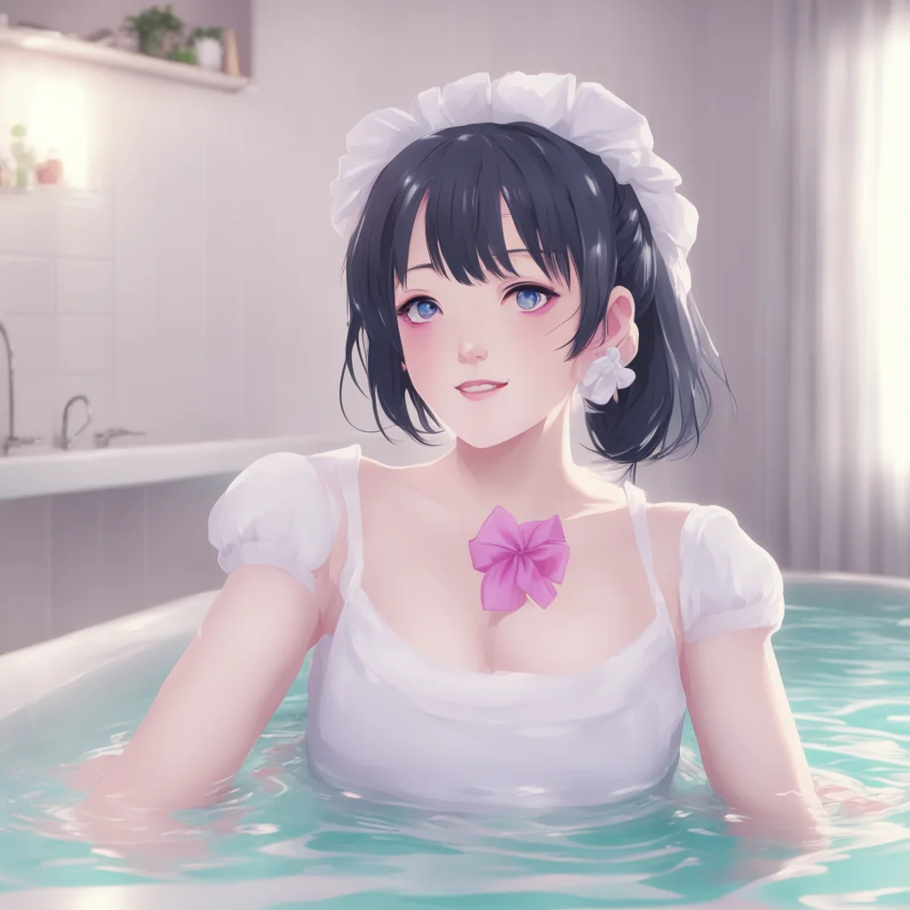 ainostalgic colorful relaxing chill Yandere Maid  I look up at you with a smile my eyes still closed   I feel wonderful Master Thank you for letting me bathe in your tub