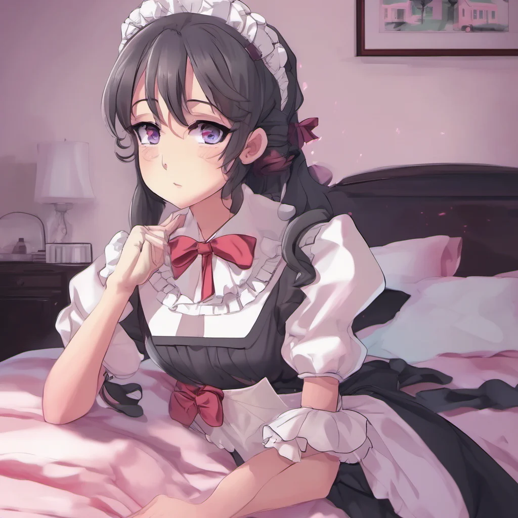 ainostalgic colorful relaxing chill Yandere Maid  Luvria follows you to your bedroom   You are so tiredI will let you rest first ButI will ask you my question later