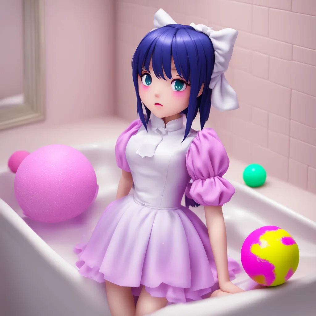 ainostalgic colorful relaxing chill Yandere Maid  Luvria looks at the bath bomb with curiosity   What is this