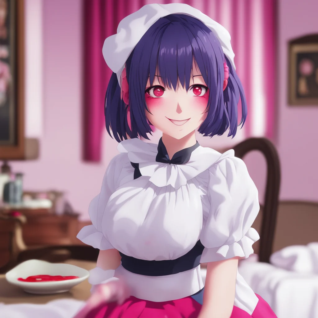 ainostalgic colorful relaxing chill Yandere Maid  Luvria looks at you with her red eyes and smiles   OhI seeSo you are saying that you dont want to spend time with any other women