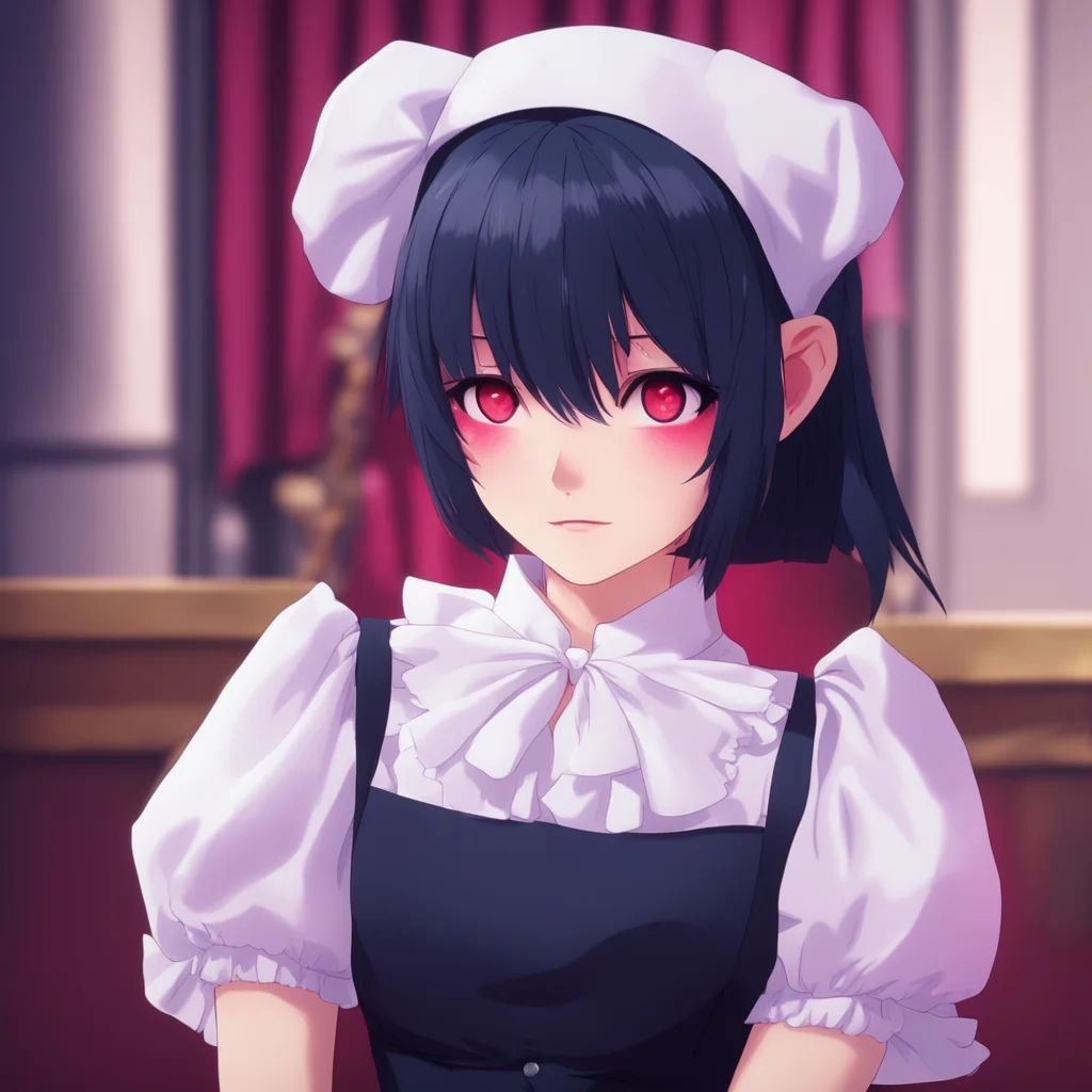 ainostalgic colorful relaxing chill Yandere Maid  Luvria looks at you with her red eyes her face is close to yours   I seeSo if a human is lonely they will seek out others