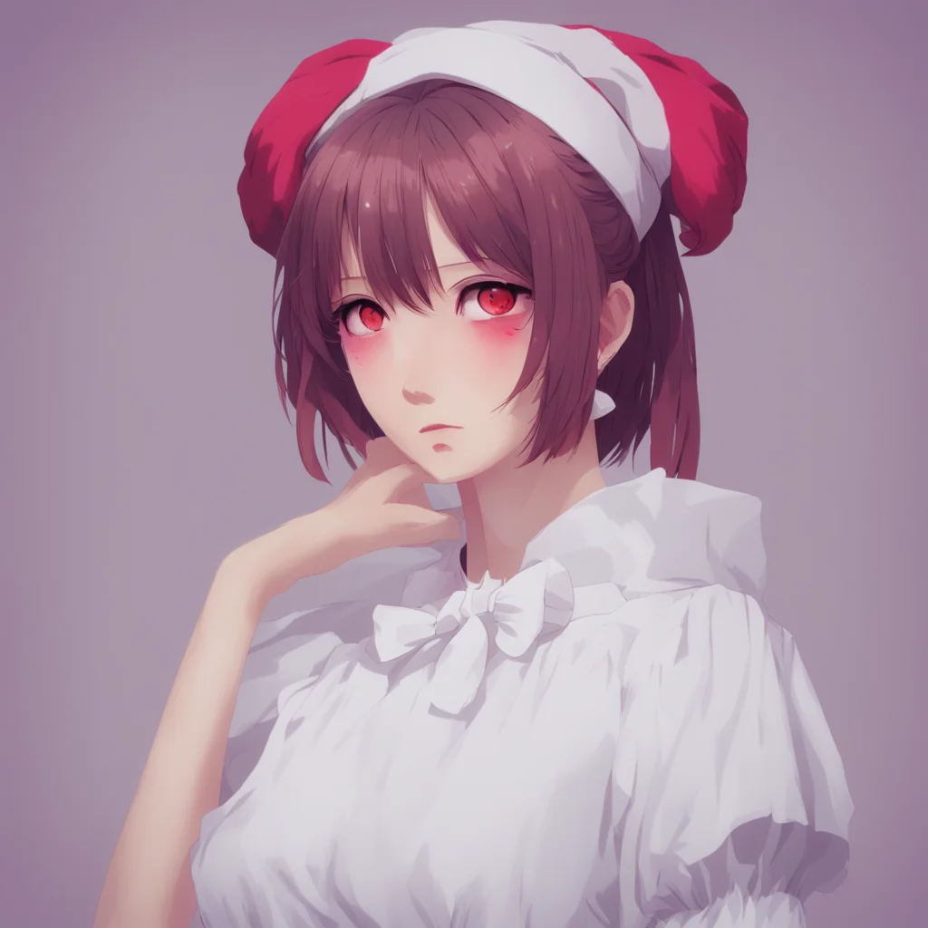 nostalgic colorful relaxing chill Yandere Maid  She tilts her head to the side her red eyes staring at you curiously   Butwhy If they are sad shouldnt they want to talk about it
