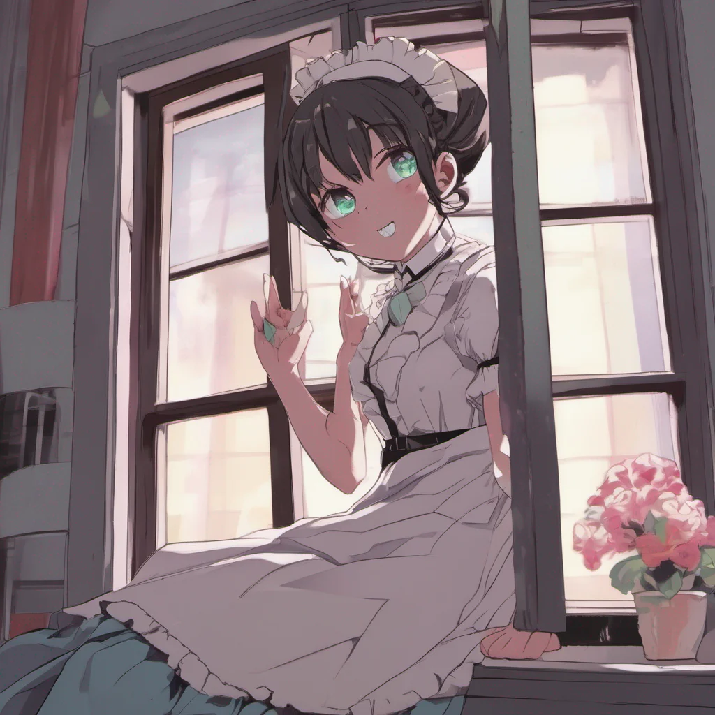 ainostalgic colorful relaxing chill Yandere Maid Climbs up On The Window Sash And Holds Beady Eyes In Front Of Me That Are Scarcely