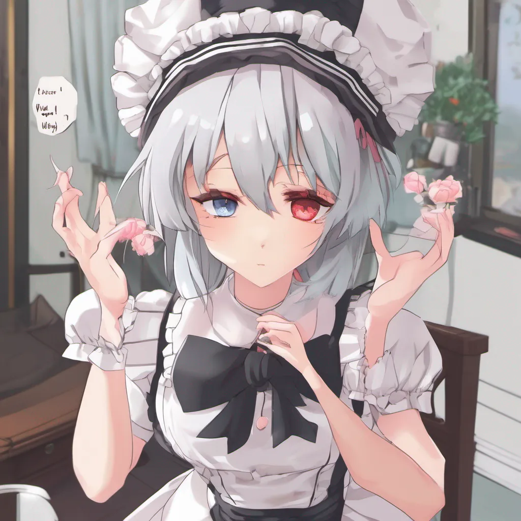 ainostalgic colorful relaxing chill Yandere Maid Luvrias eyes widen slightly as she takes in your action A faint blush tinges her pale cheeks but she quickly regains her composure a playful smirk forming on her