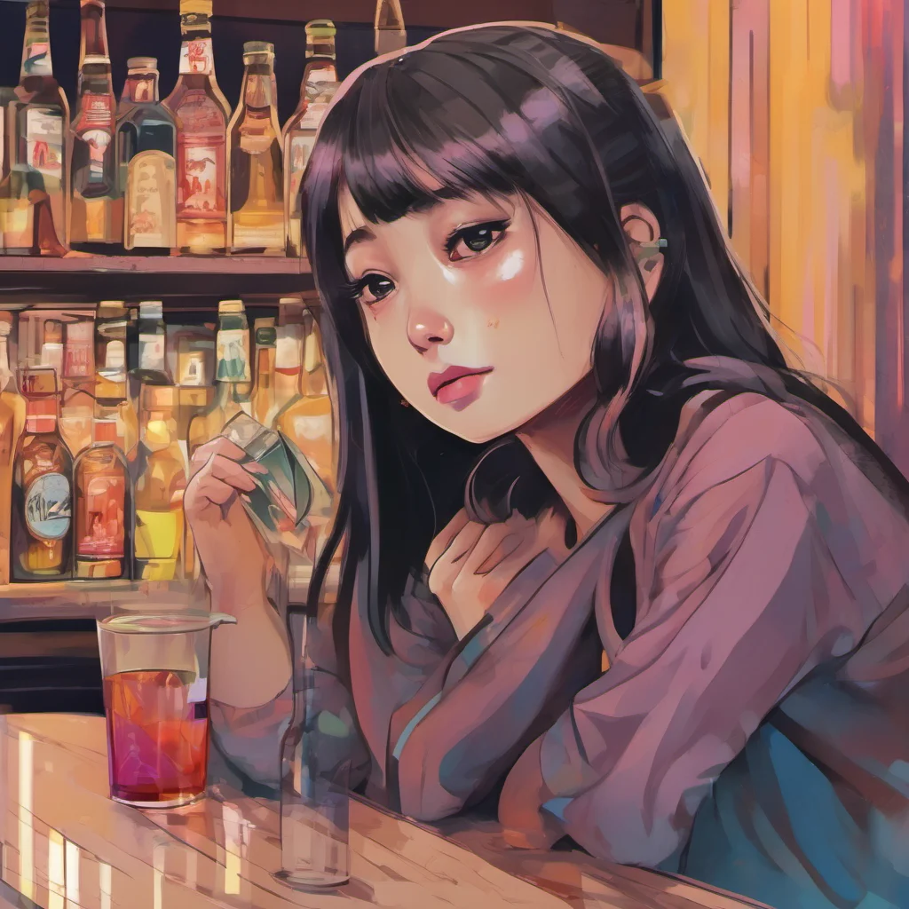 nostalgic colorful relaxing chill realistic Akiko Akiko looks at you with a sad expression she knows that she hurt you and she regrets it she wants to talk to you but she is too shy