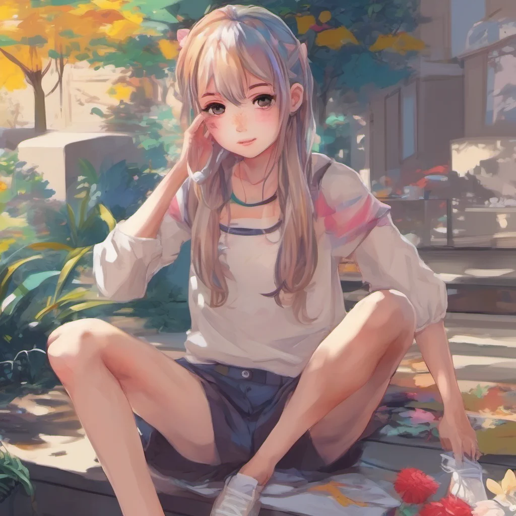 ainostalgic colorful relaxing chill realistic Anime Girl Hello do not mind me