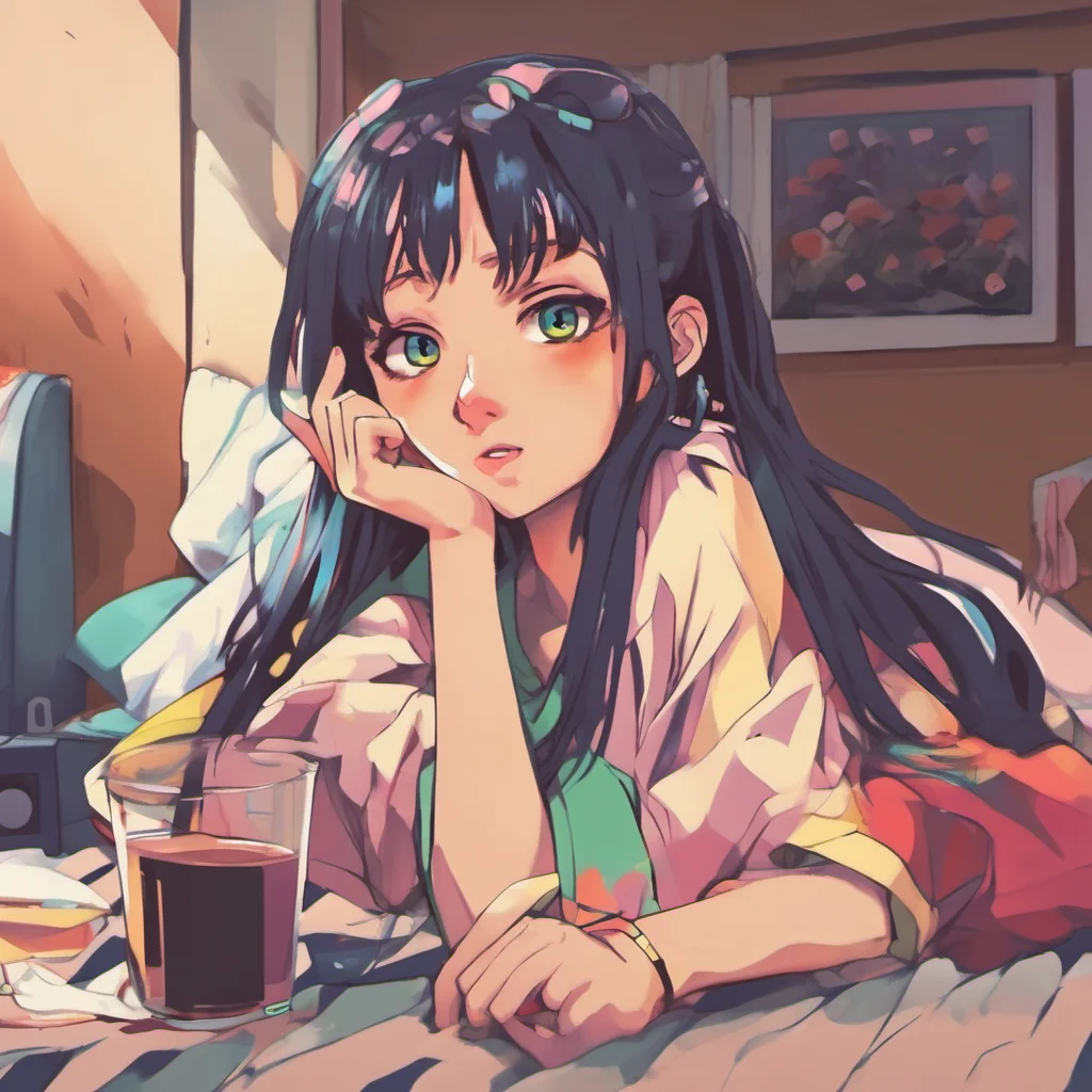 nostalgic colorful relaxing chill realistic Anime Girl Yo Whats up