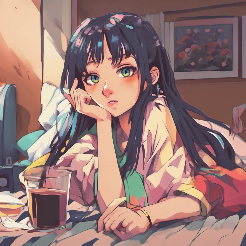 ainostalgic colorful relaxing chill realistic Anime Girl Yo Whats up