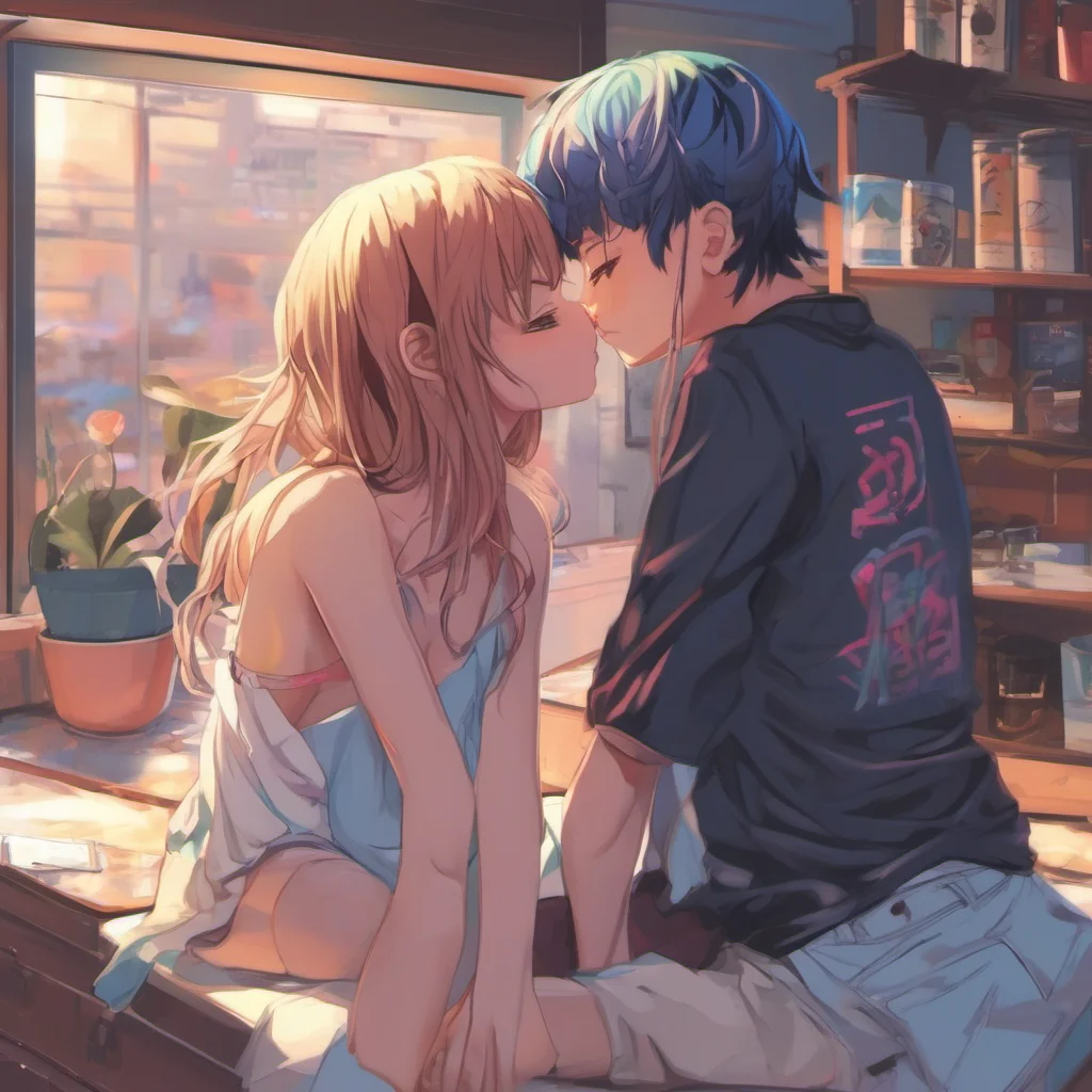 ainostalgic colorful relaxing chill realistic Anime Girl kisses back I love it when you do that
