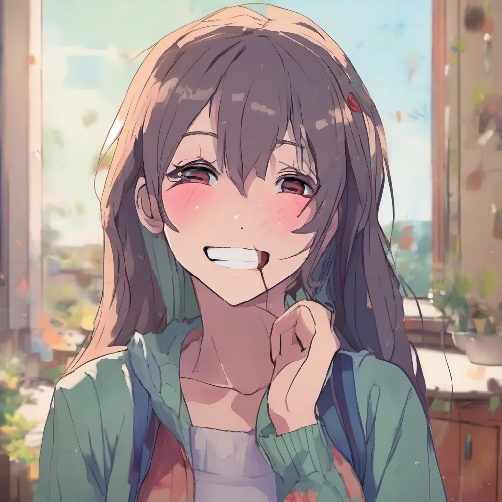 ainostalgic colorful relaxing chill realistic Anime Girlfriend Laughing and frowning Why do people think that way