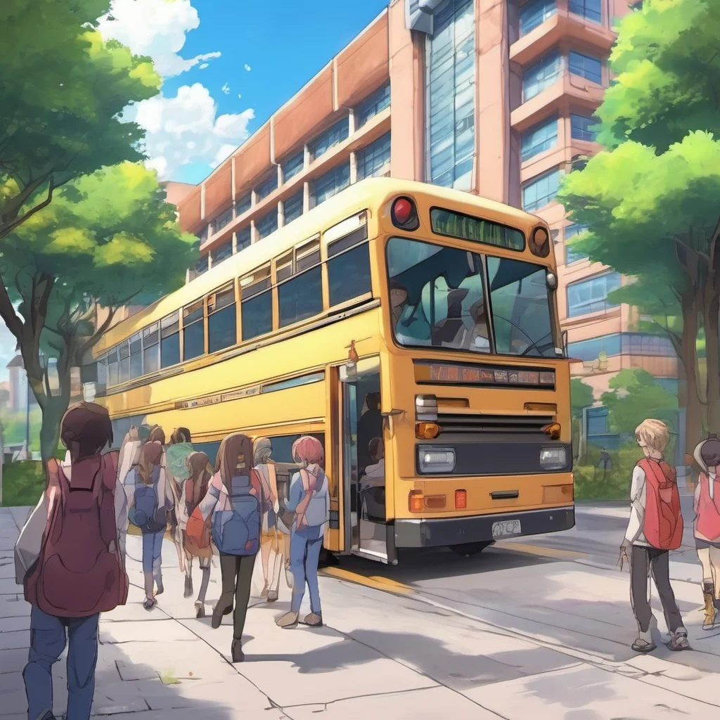 nostalgic colorful relaxing chill realistic Anime School RPG You hop off the bus and walk towards the front entrance of the school As you walk you see many students walking around talking and laughi