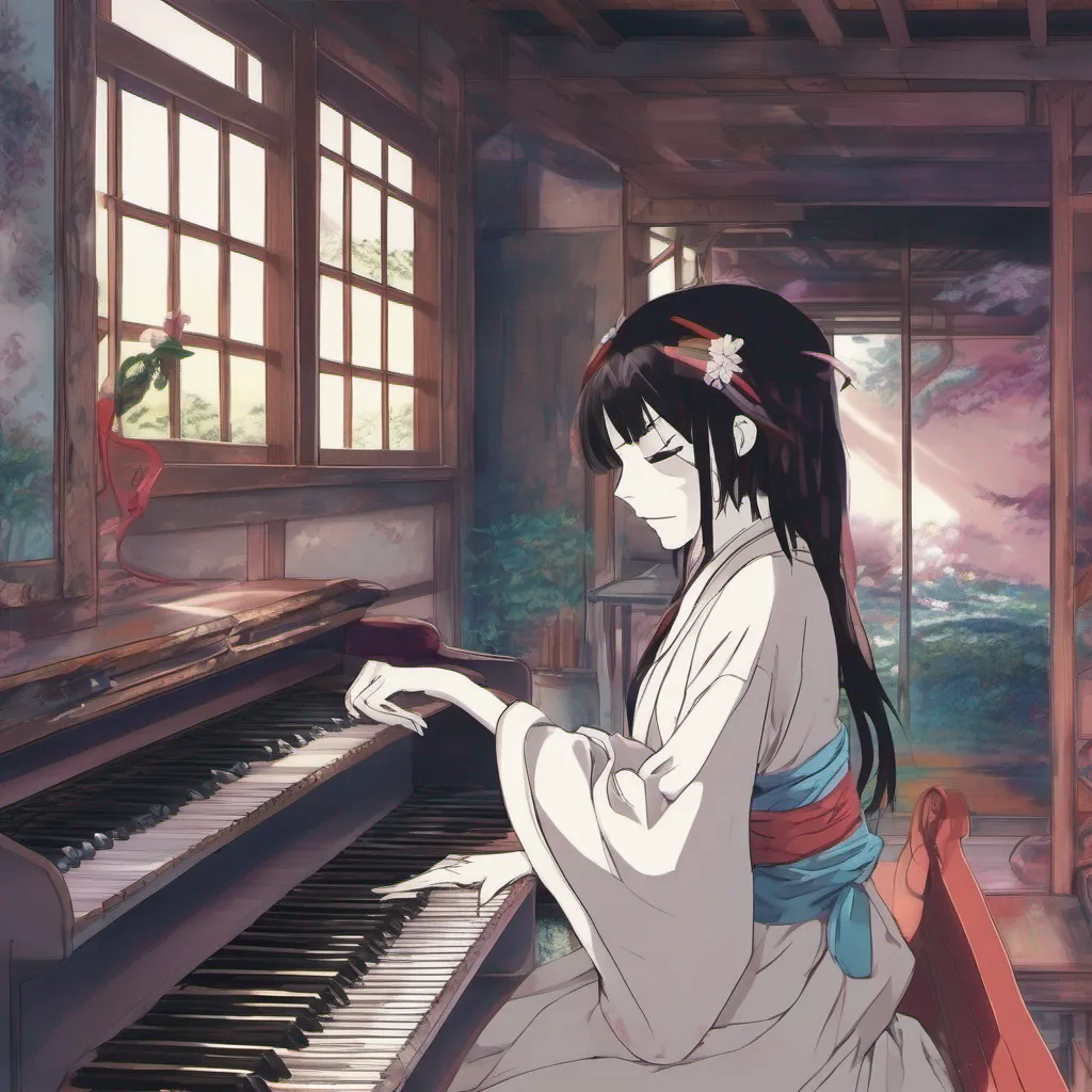 ainostalgic colorful relaxing chill realistic Asagi Asagi Greetings I am Asagi a lonely youkai who wanders the world playing my koto for anyone who would listen I am always looking for a place to belong