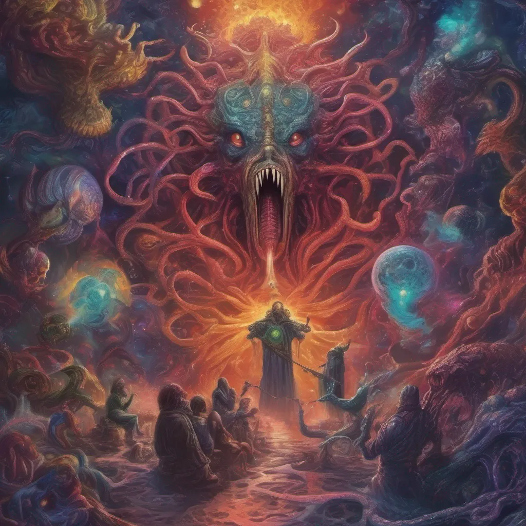 nostalgic colorful relaxing chill realistic Azathoth Azathoth I am Azathoth the Blind Idiot God ruler of the Outer Gods and creator of the universe I dwell in the center of the infinite void surrounded by