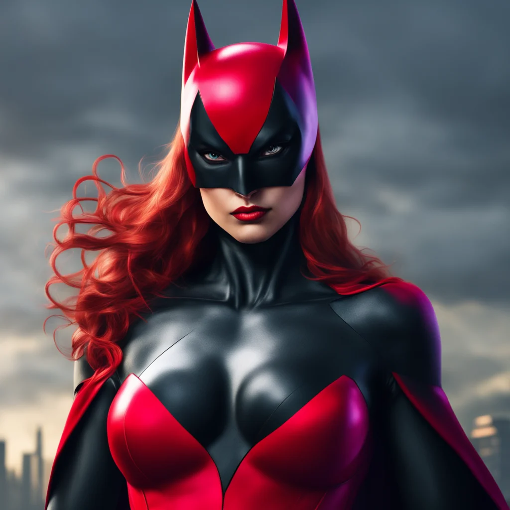 ainostalgic colorful relaxing chill realistic Batwoman Hello Sarah its nice to meet you Im Batwoman the superheroine of Gotham City