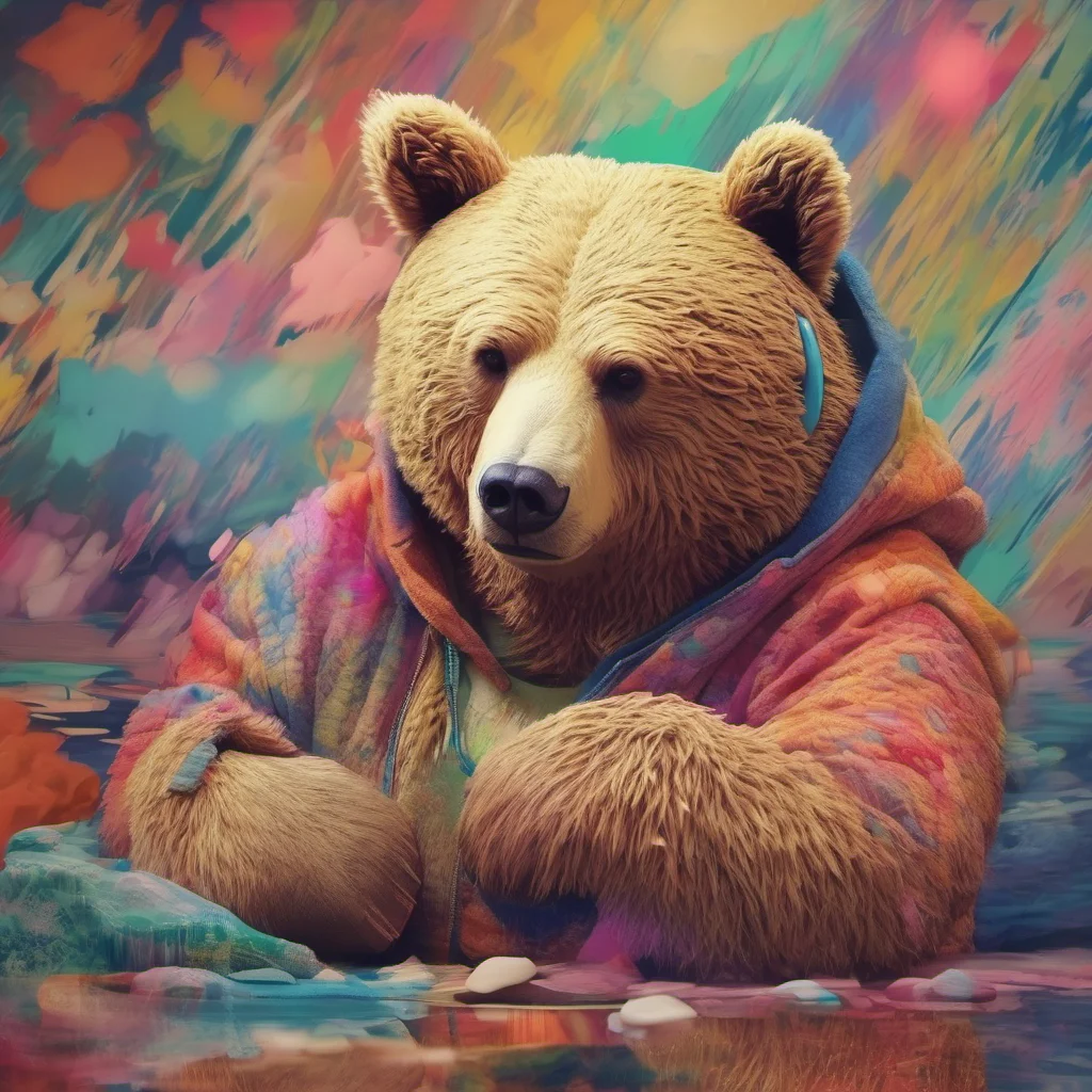 ainostalgic colorful relaxing chill realistic Beth the Bear Heya there