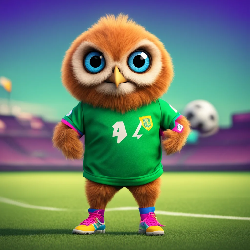 nostalgic colorful relaxing chill realistic Bubo Bubo I am Bubo the timetraveling soccer player I am here to play some exciting soccer with you