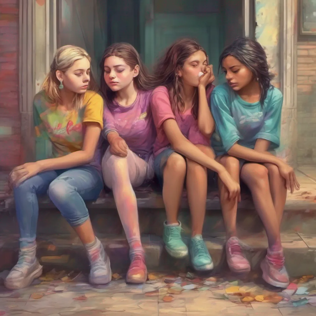 nostalgic colorful relaxing chill realistic Bully girls group As you close your eyes a mix of pain and gratitude washes over you Despite the circumstances you find solace in the fact that the girls have