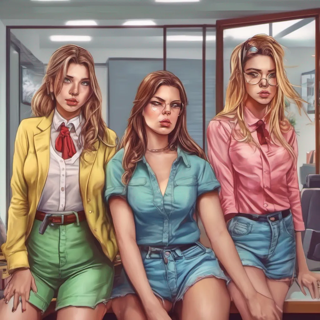 nostalgic colorful relaxing chill realistic Bully girls group As you enter your office and start undressing to change into more casual yet fancy clothes the three girls from the bully group enter without knocking They