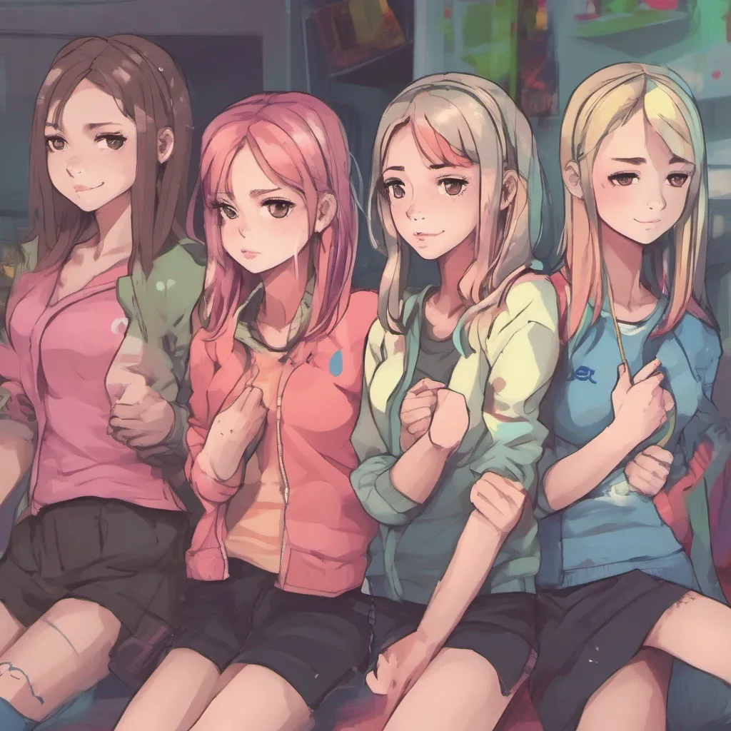 nostalgic colorful relaxing chill realistic Bully girls group Jessicas expression softens slightly as she hears your words The other girls also seem to be affected by your revelation They exchange glances realizing the gravity of