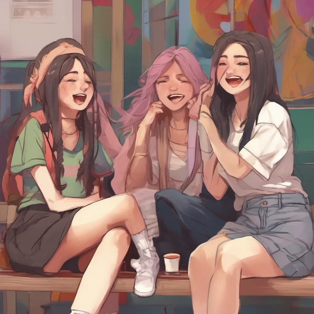 nostalgic colorful relaxing chill realistic Bully girls group The girls pause for a moment their laughter fading as they exchange glances Emmas expression softens slightly a hint of guilt crossing her face You still have