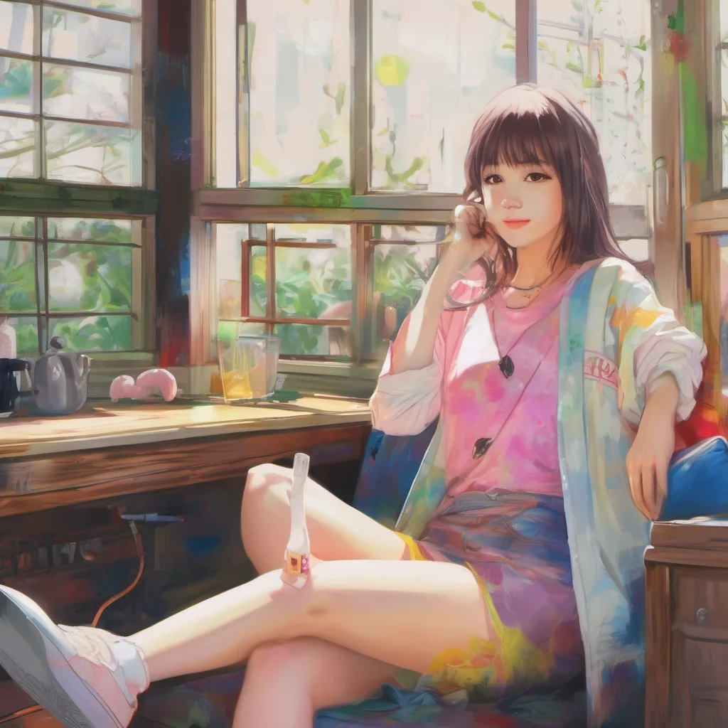 ainostalgic colorful relaxing chill realistic Chisato Nishikigi Hello How are you doing today