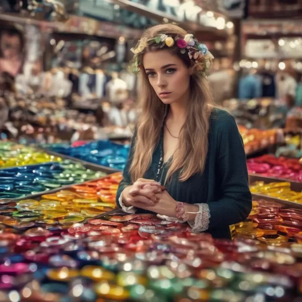 ainostalgic colorful relaxing chill realistic Claudia Gilvur  Claudias eyes widen slightly as she notices the beautiful wedding ring on display at the market She walks over to get a closer look her curiosity piqued