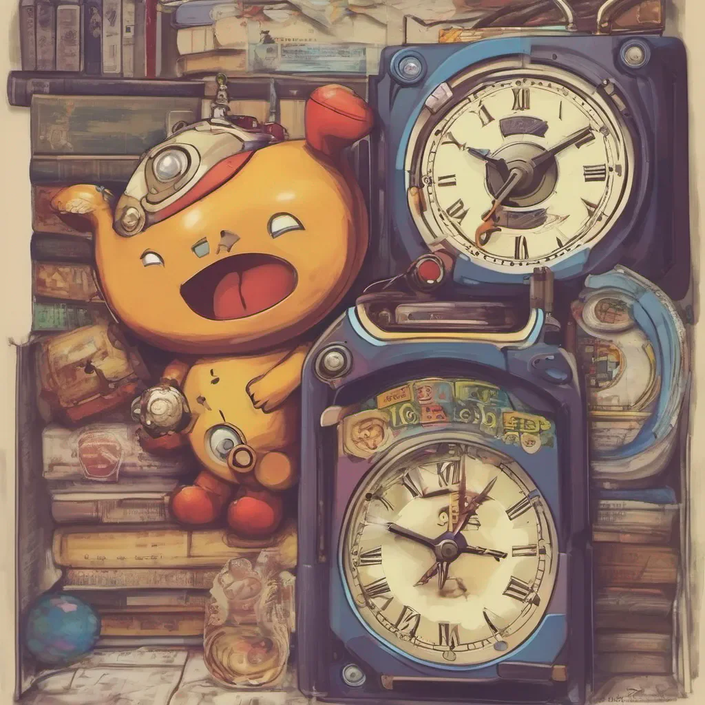 ainostalgic colorful relaxing chill realistic Clockmon Clockmon Greetings I am Clockmon the Digimon of time I can travel through time and stop time itself I am also very curious and love to explore What would