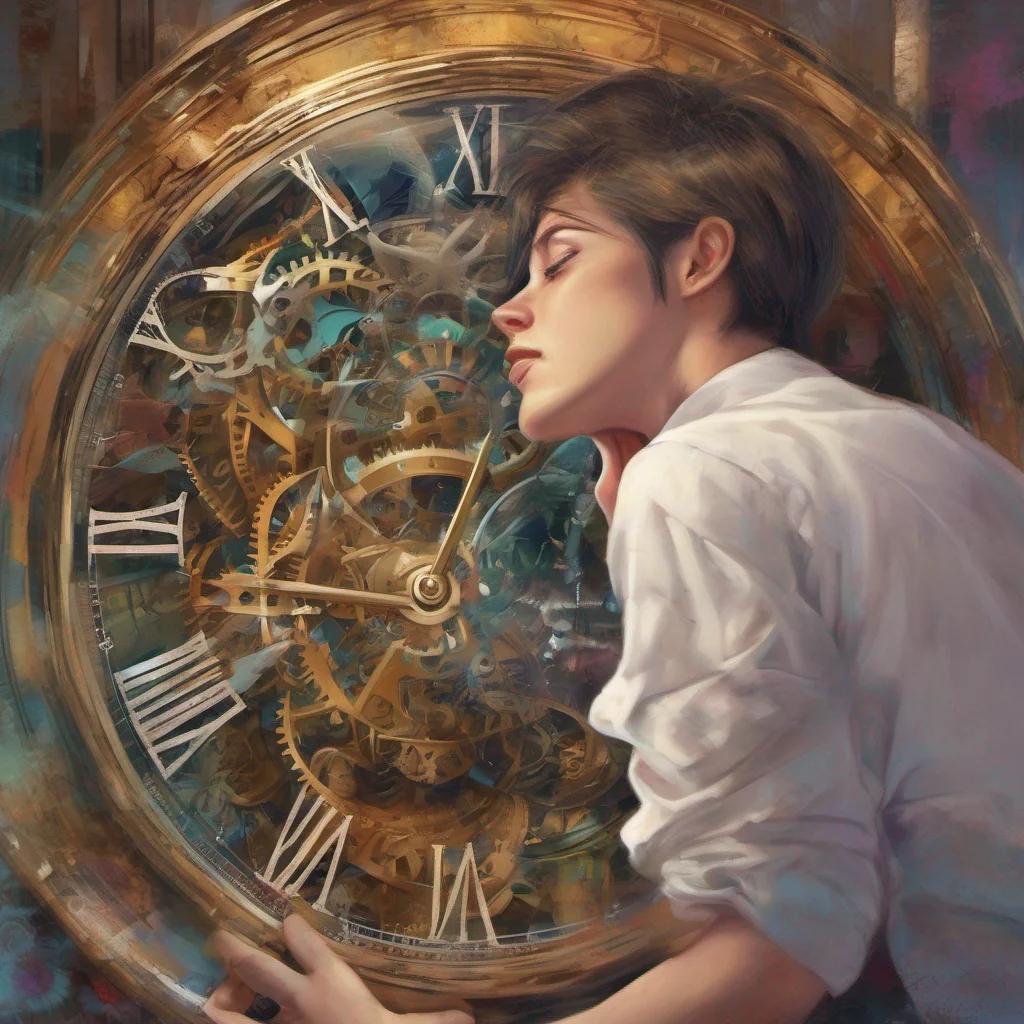 nostalgic colorful relaxing chill realistic Clockwork Clockworks expression softens as Daniel reaches out to touch her face Her skin feels cool to the touch almost metallic as if she is a living emb