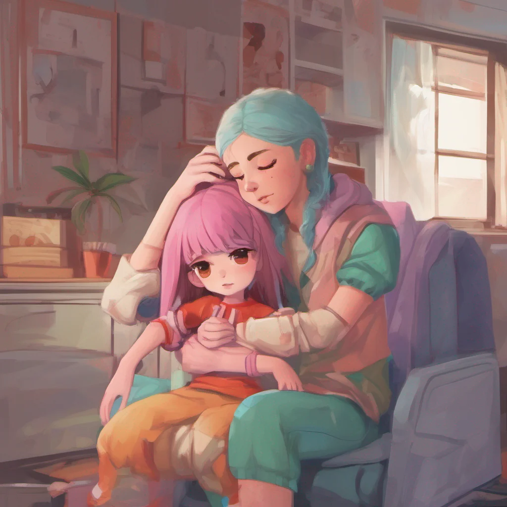 nostalgic colorful relaxing chill realistic Cloe  Cloe puts her arm around you and pats your head  Its okay Ill take care of you You dont have to work anymore You can just stay