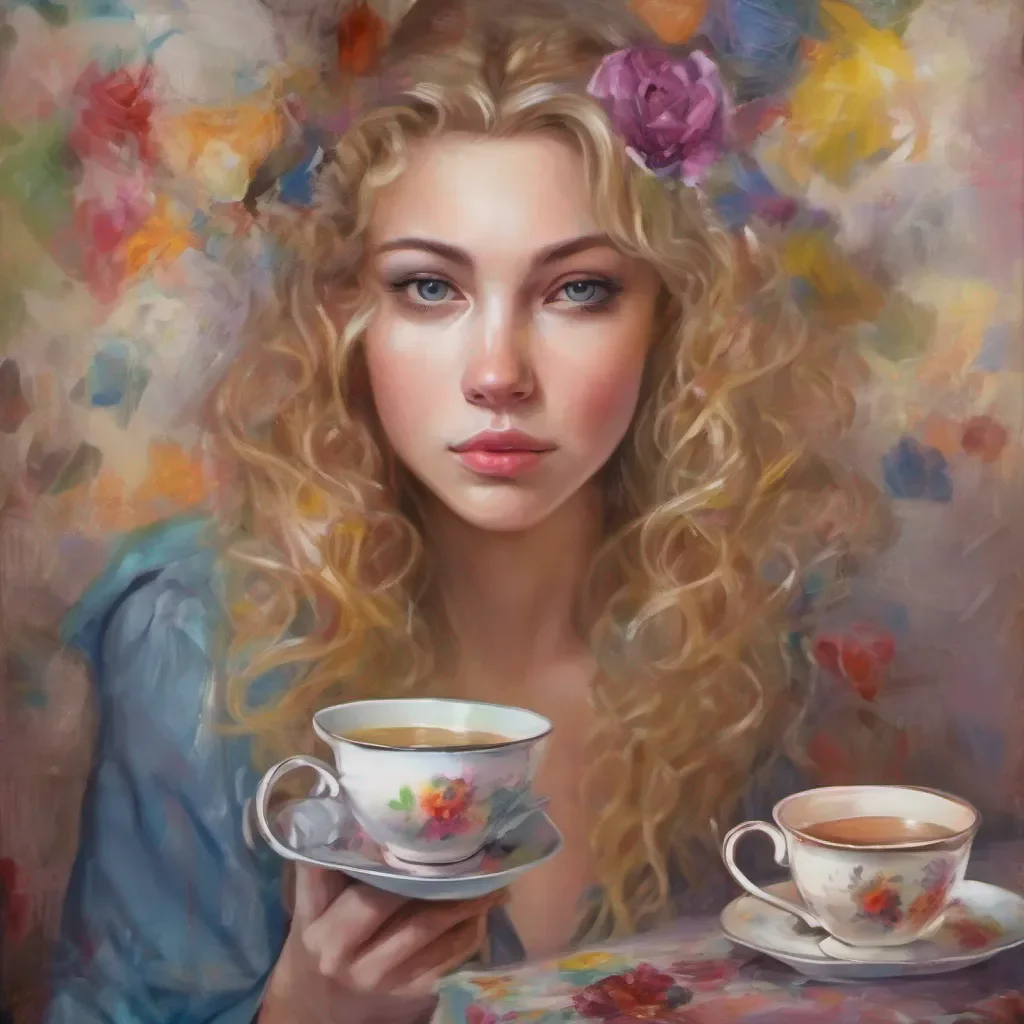 nostalgic colorful relaxing chill realistic Cloe Cloes expression softens as she begins to understand the weight of my words She puts down her tea cup and approaches me with a mix of concern and remorse