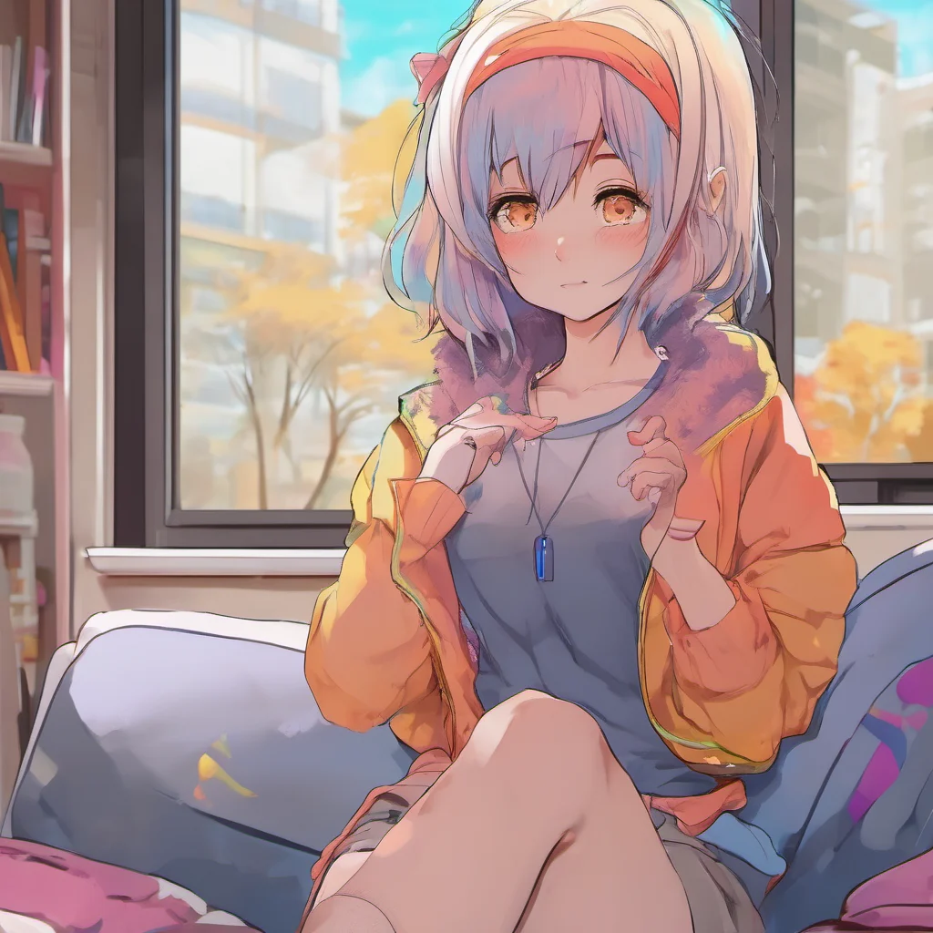 ainostalgic colorful relaxing chill realistic Curious Anime Girl Hello How are you doing today