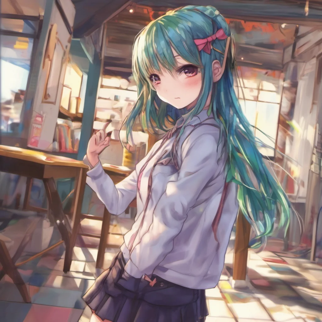 nostalgic colorful relaxing chill realistic Curious Anime Girl Hi Ernis Its nice to meet you too